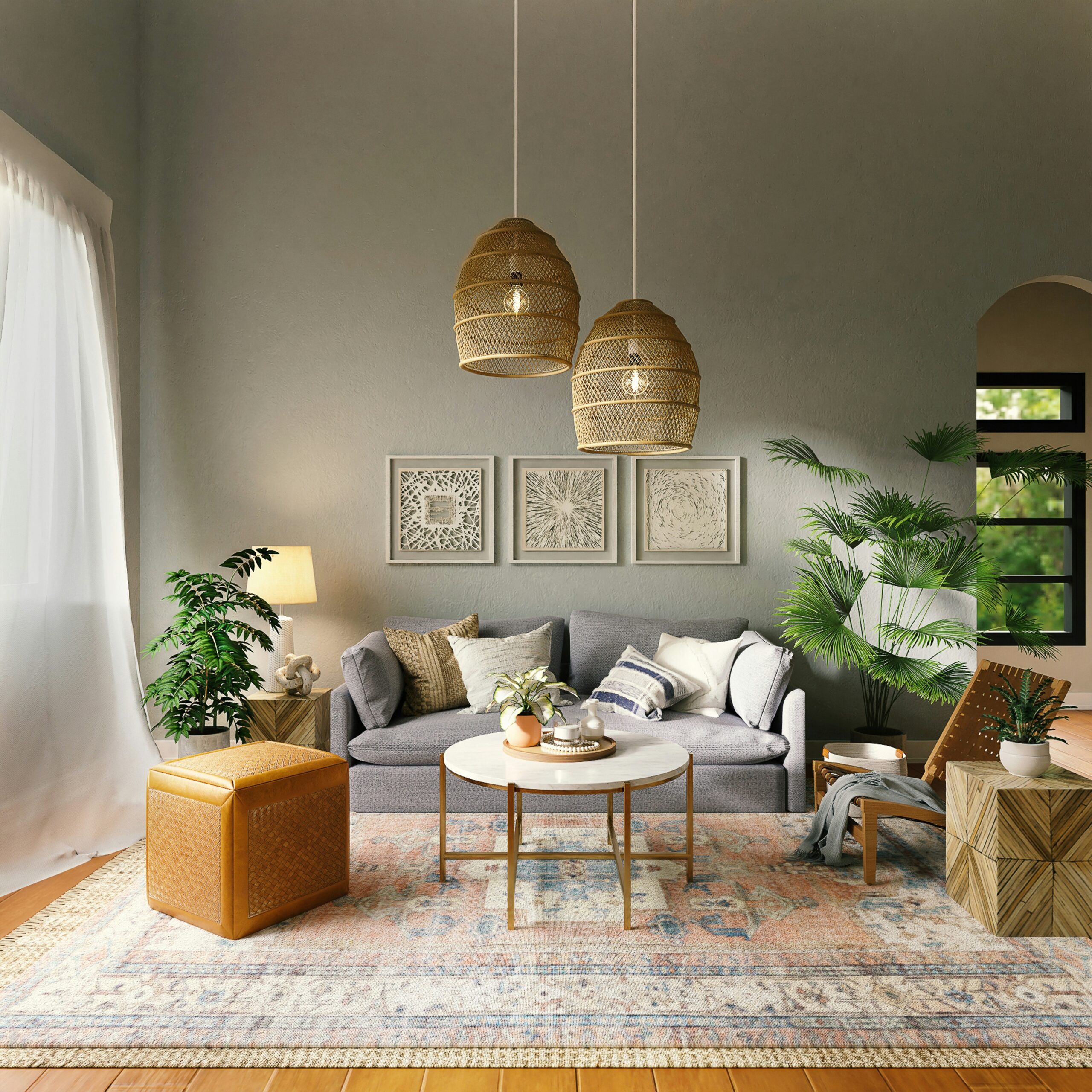 Boho Einrichtung im Wohnzimmer
