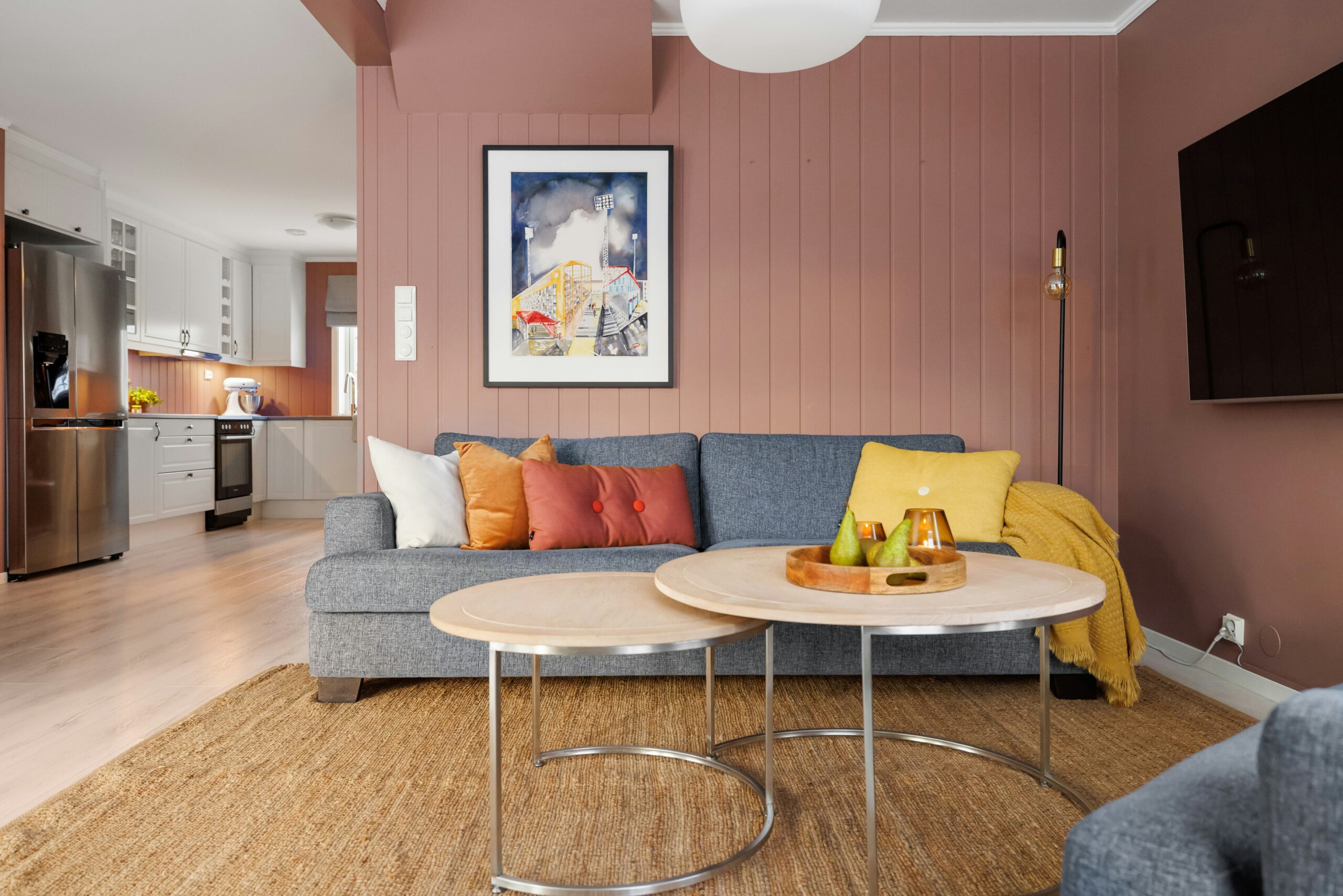 Farbenfrohes Wohnzimmer in Pastell